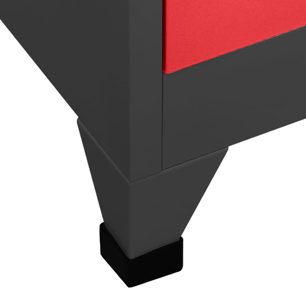 Locker Cabinet Anthracite and Red 90x40x180 cm Steel